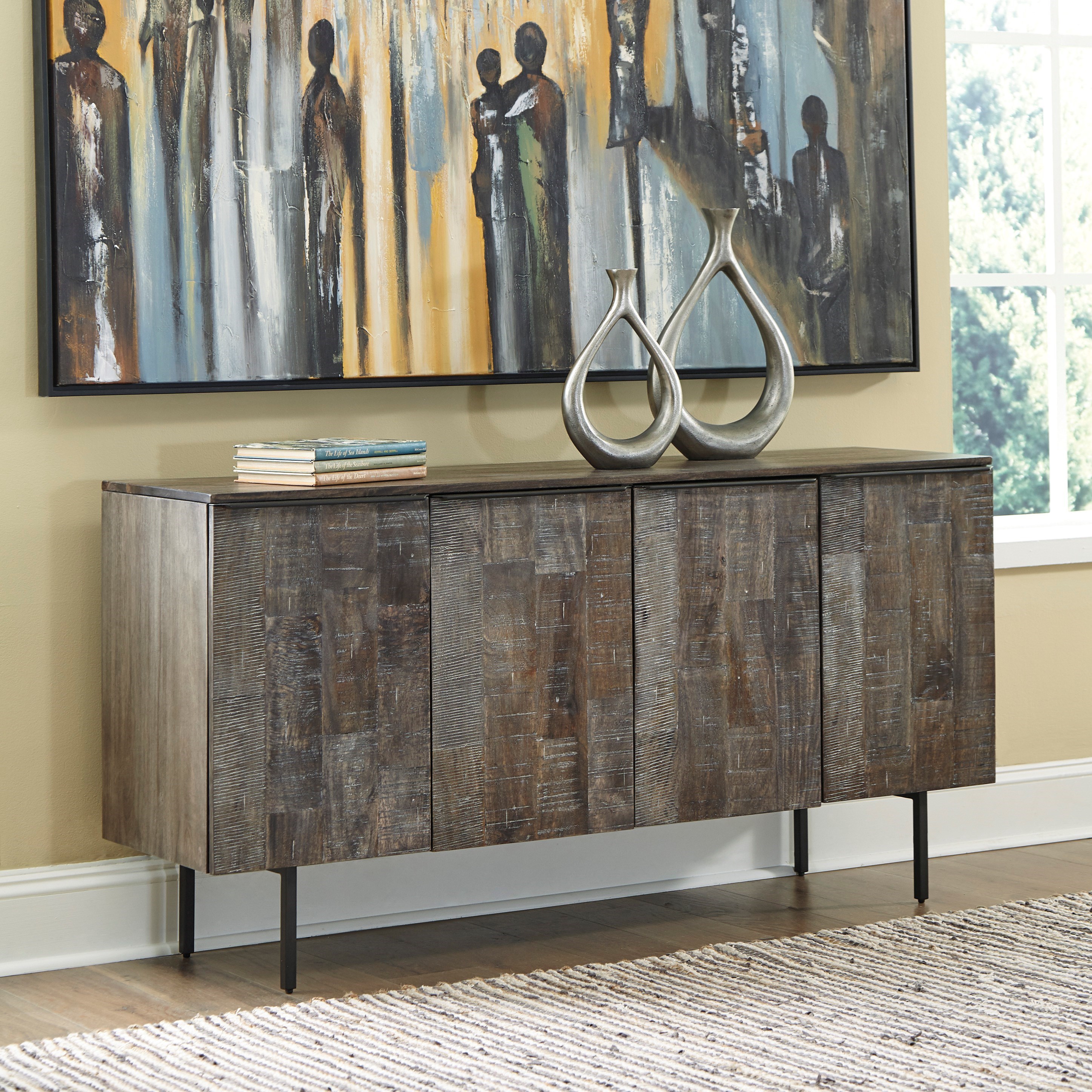 Signature Design by Ashley Graydon Modern Rustic Solid Wood Accent